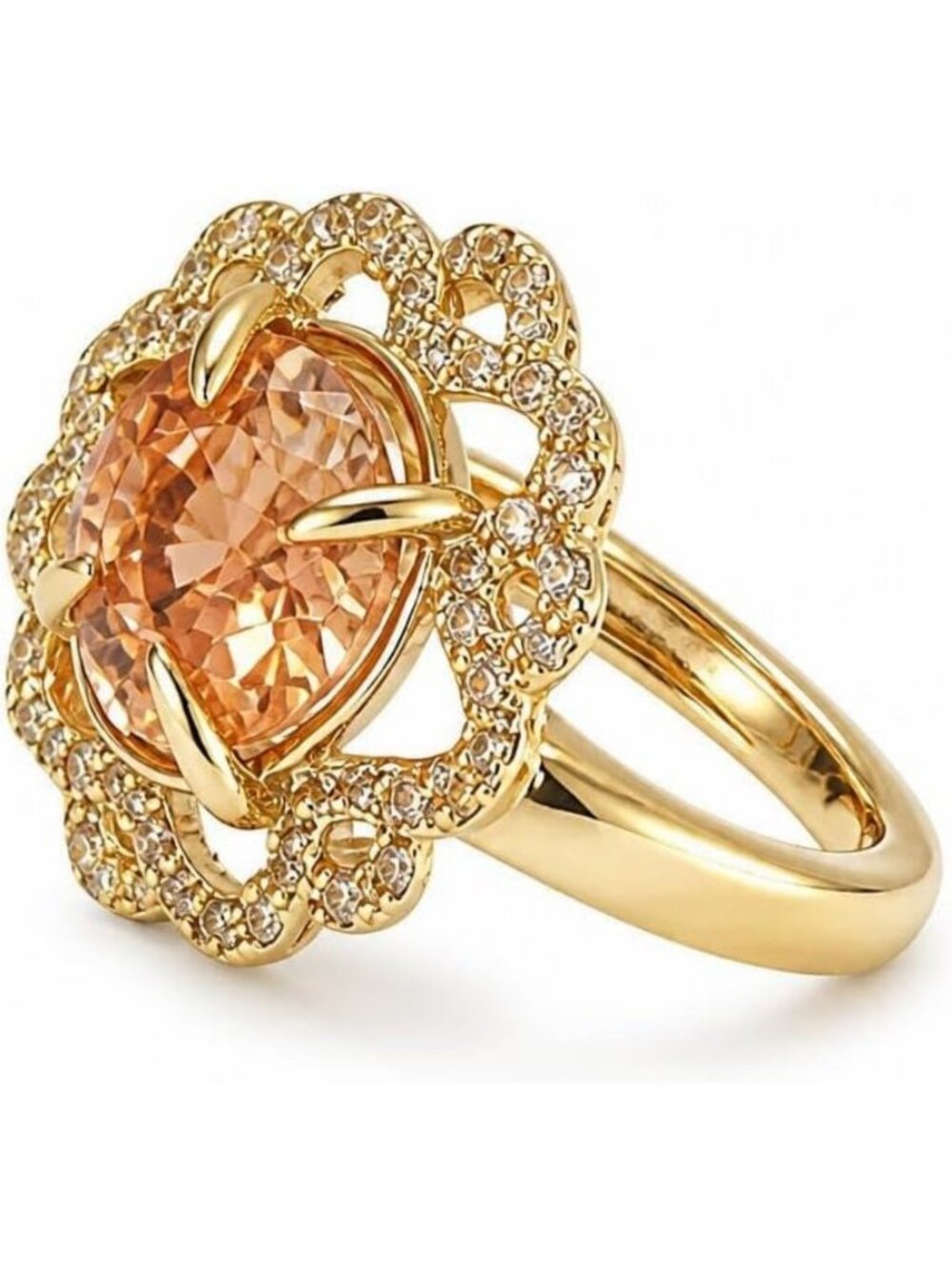 Maximalist Gold Plated Cocktail Ring with Cubic Zirconia & Stainless Steel